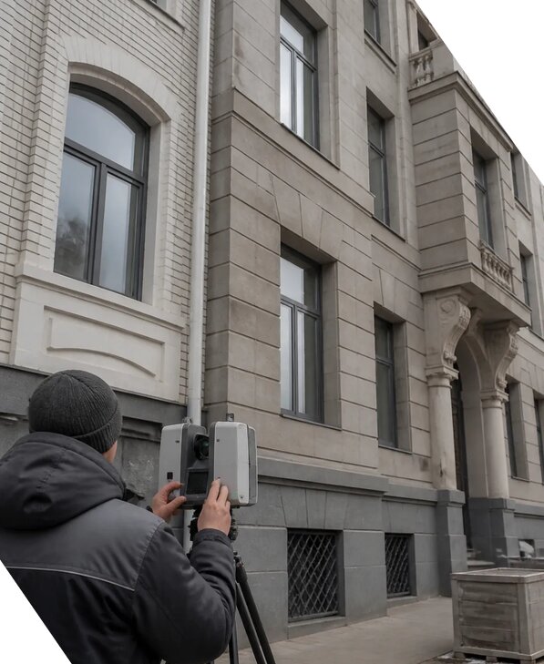 Лазерное сканирование фасадов зданий для обследования в Азове